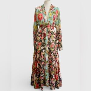 Johnny Was Belted BURKE Kimono Floral Maxi Dress sz Medium